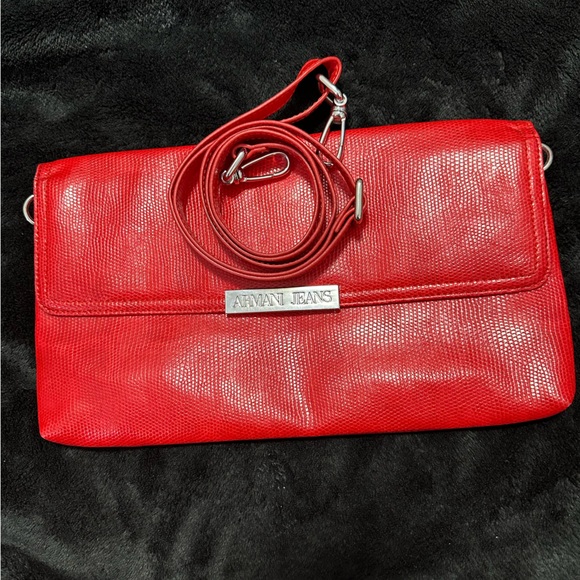 Womens Armani Jeans Crossbody/Clutch Purse Color Red/Silver - Picture 9 of 9